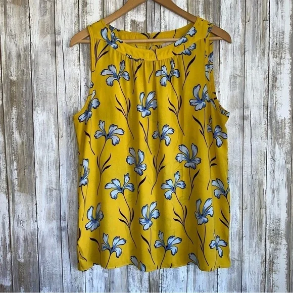 Loft Yellow Floral Sleeveless Blouse - Picture 2 of 5